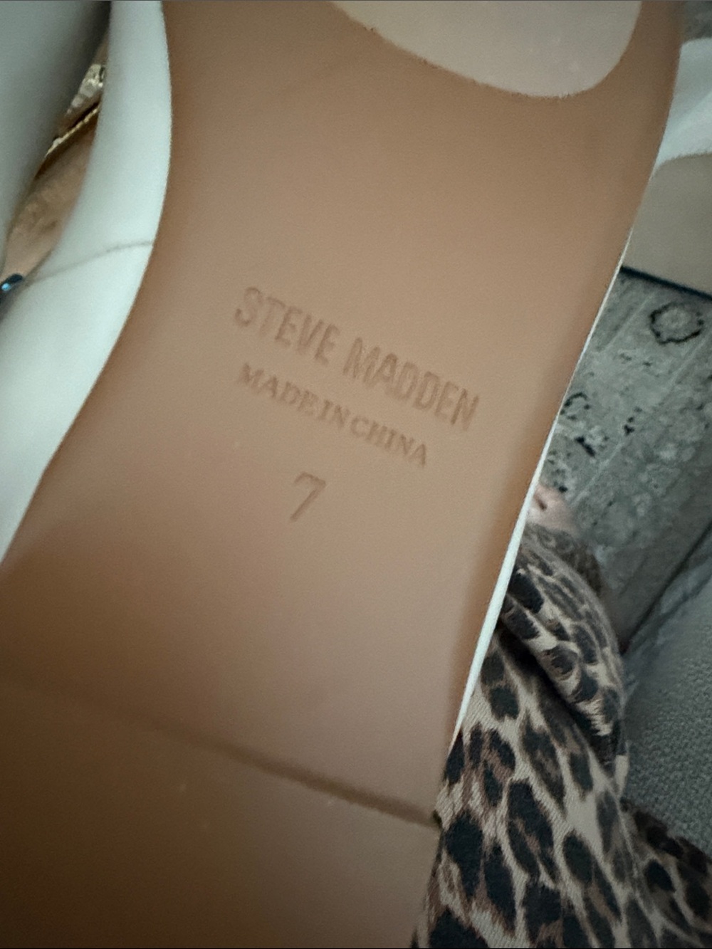 Steve Madden Cream Ballet Mule with Tan Elastic Strap - Picture 5 of 7